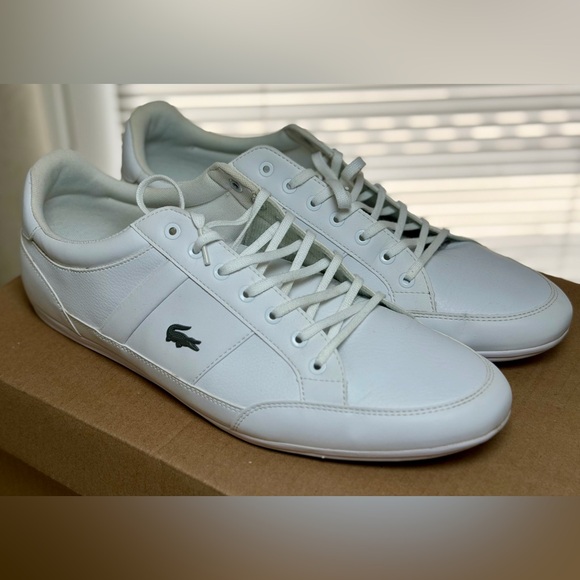 Lacoste White Leather Sneakers Men’s Size 13 Casual Shoes Clean Minimalist - Picture 5 of 8